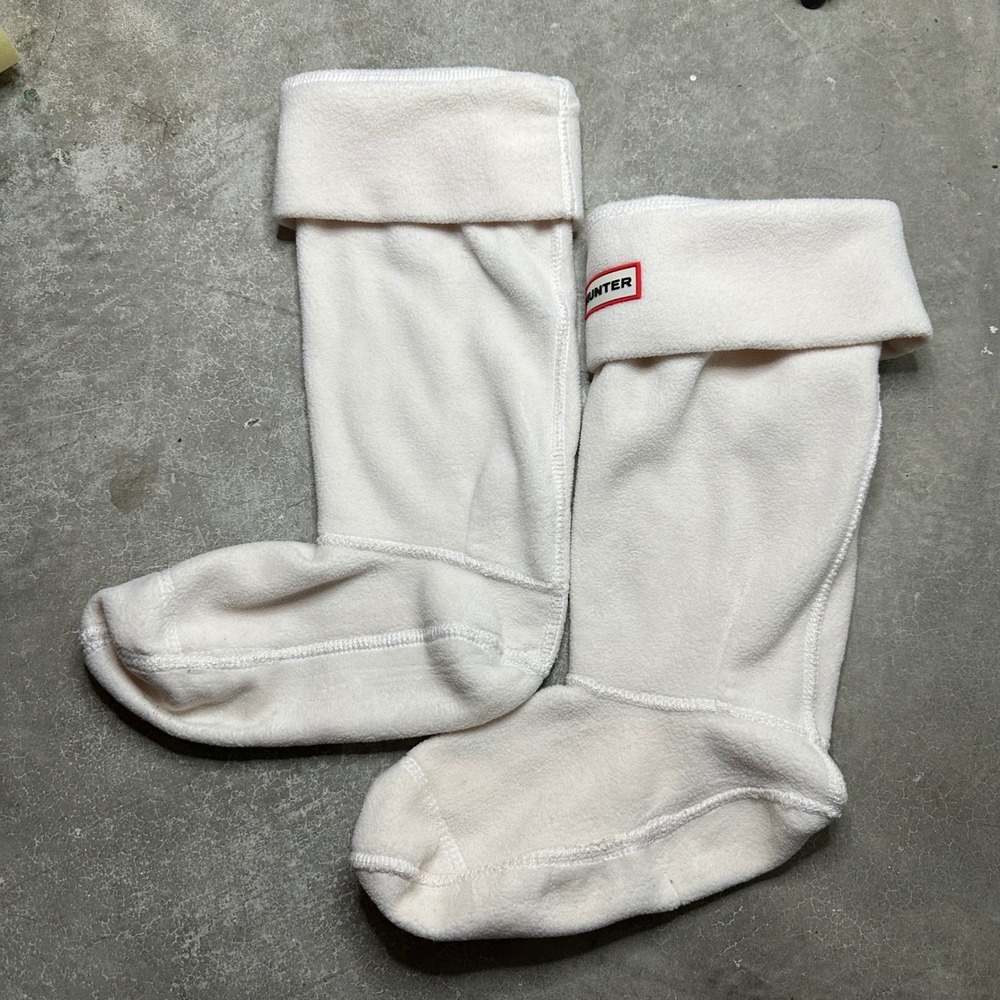 Hunter Fleece Tall Boot Socks Liners Cream White Size M